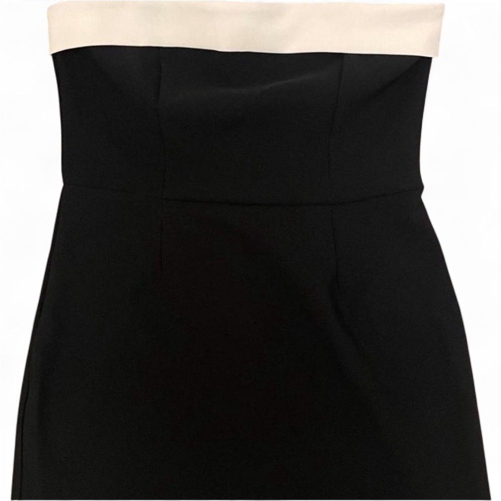 Edikted Black and Cream Strapless Dress